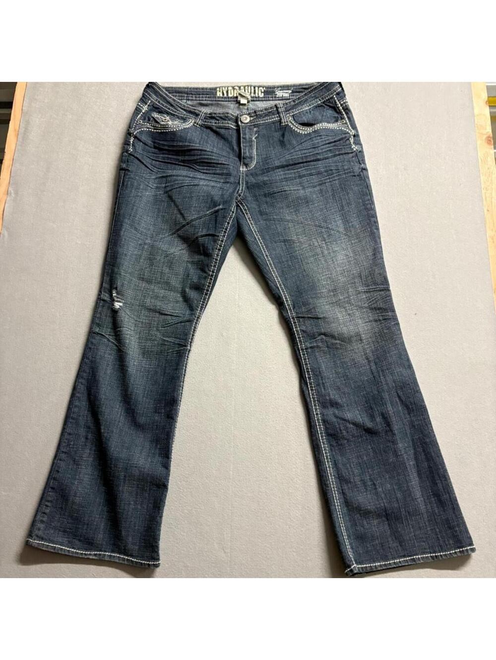Hydraulic Gramercy Slim Bootcut Jeans Womens 20 Blue Denim Thick Stitch Stretch